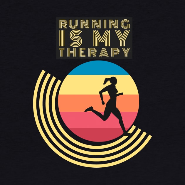 Running Is My Therapy Vintage Retro Motivation by Dogefellas